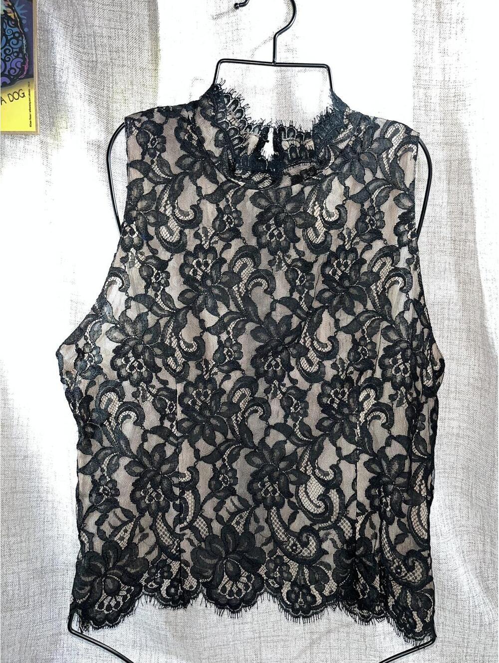 Natori Vintage Lace Sleeveless Top Nieman Marcus L NWT